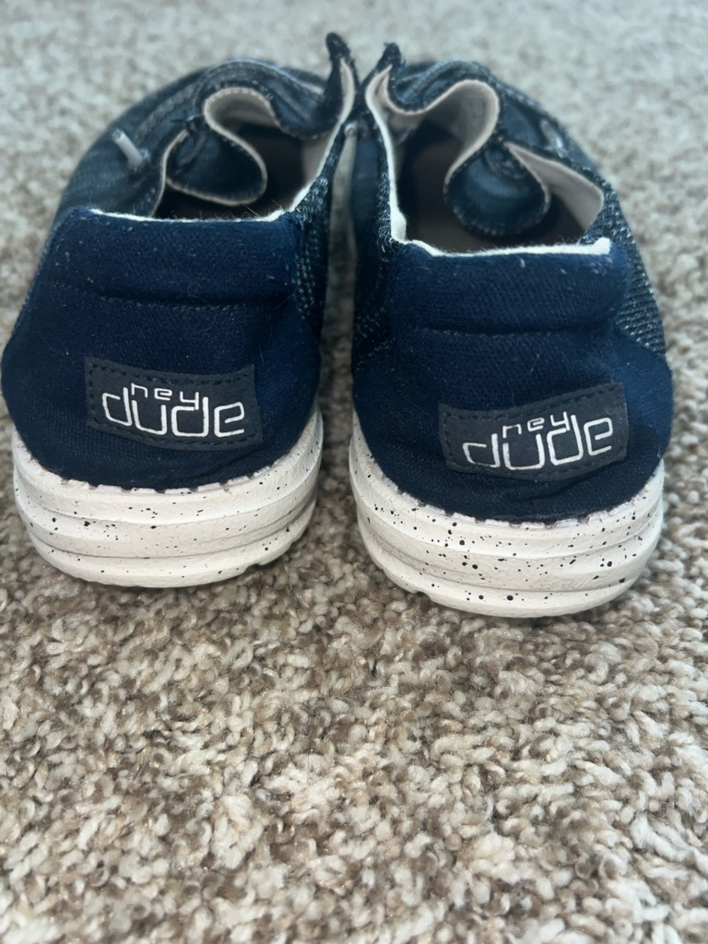 Hey Dude Wendy Sox Slip-Ons — Navy Knit with Speckled White Sole - Women’s 10 - Picture 3 of 14